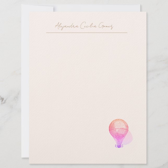 Personalised Vintage Hot Air Balloon Letterhead (Front)