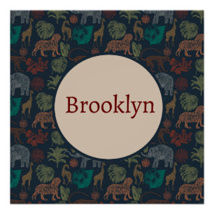 Personalised Vintage Jungle Safari  Poster