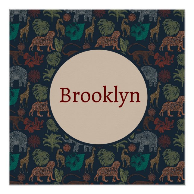Personalised Vintage Jungle Safari  Poster (Front)