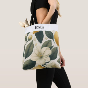 Personalised Vintage Lemon Floral Tote Bag