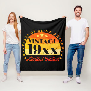 Personalised Vintage Limited Edition Birthday Fleece Blanket