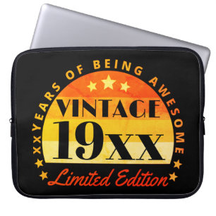 Personalised Vintage Limited Edition Birthday Laptop Sleeve