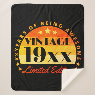 Personalised Vintage Limited Edition Birthday Sherpa Blanket