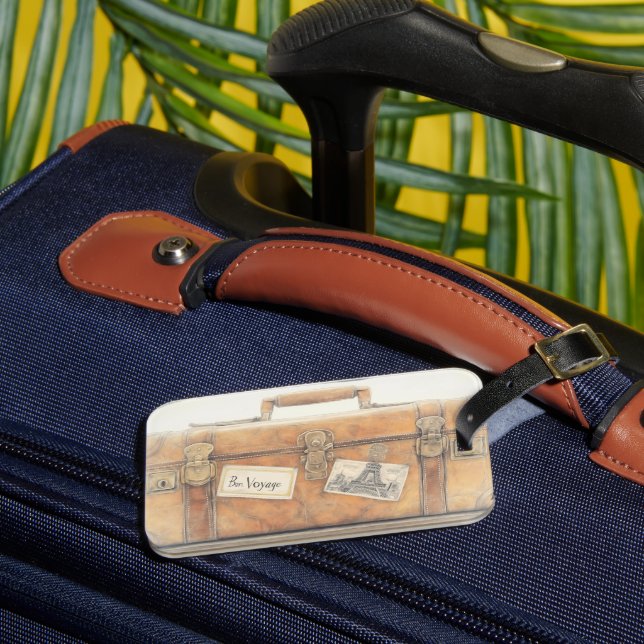 Personalised Vintage Luggage Tag (Front Insitu 3)