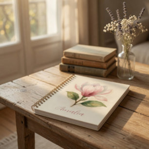 Personalised Vintage Magnolia Spiral Notebook