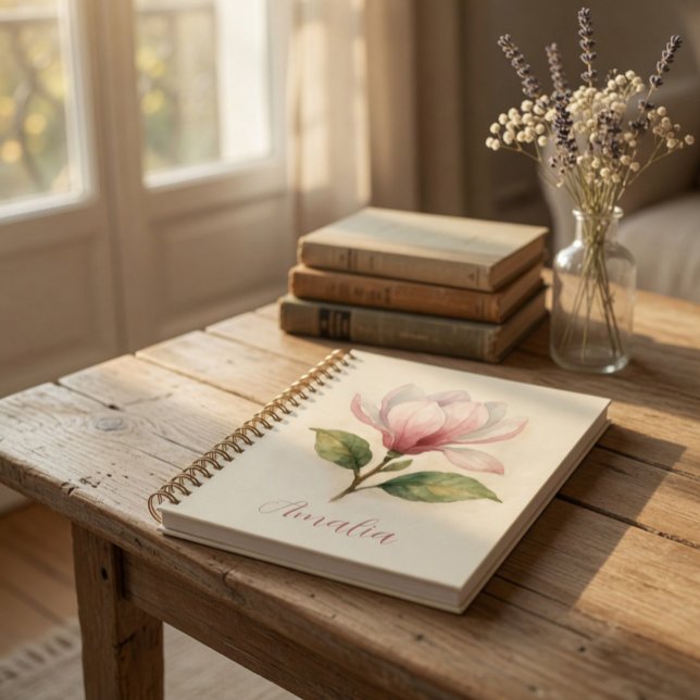 Personalised Vintage Magnolia Spiral Notebook  (Creator Uploaded)