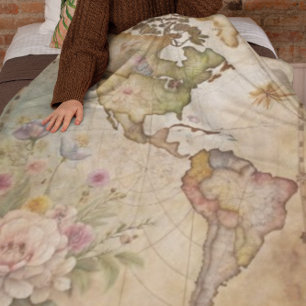 Personalised Vintage Map Fleece Blanket
