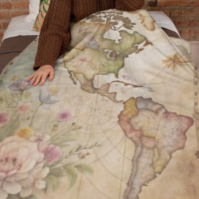 Personalised Vintage Map Fleece Blanket (Creator Uploaded)