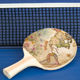 Personalised Vintage Map Ping Pong Paddle