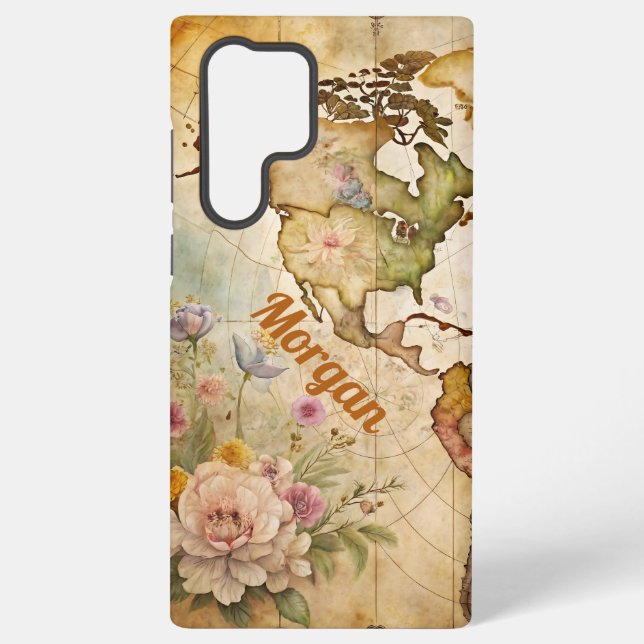 Personalised Vintage Map Samsung Galaxy S22 Ultra Case (Back)