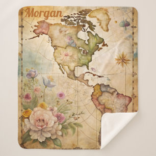 Personalised Vintage Map Sherpa Blanket