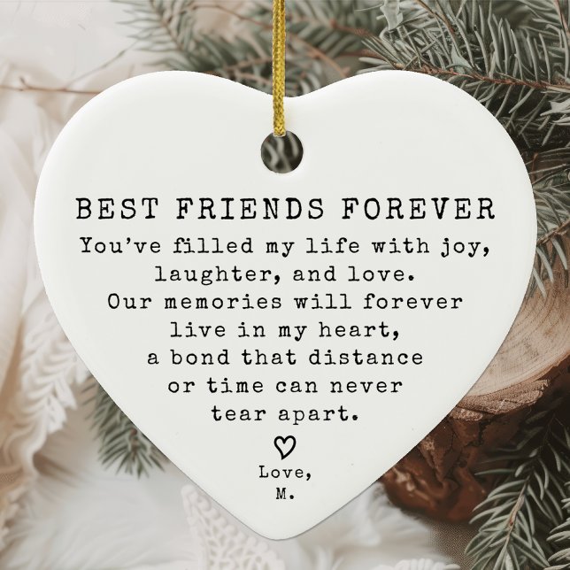 Personalised Vintage Minimal Best Friend Christmas Ceramic Tree Decoration (Creator Uploaded)