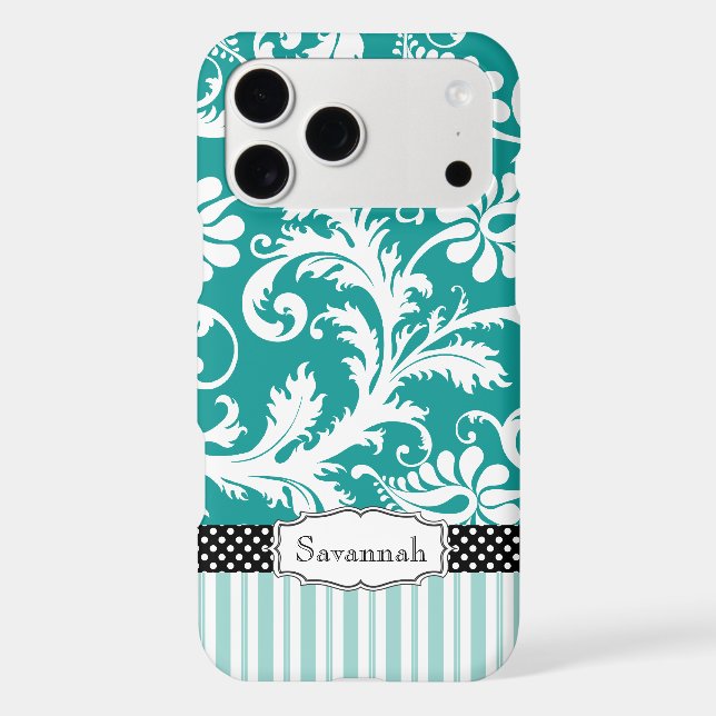 Personalised Vintage Mint Green Damask (Back)