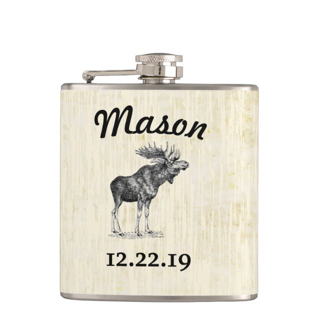 Personalised Vintage Moose Flask (Front)
