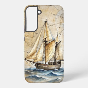 Personalised Vintage Nautical Ship w/ Antique Map Samsung Galaxy Case