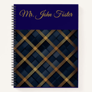 Personalised Vintage Navy Blue and Gold Christmas Notebook