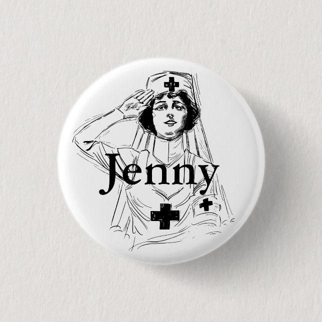 Personalised Vintage Nurse Graphics Button (Front)