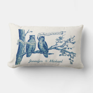 Personalised Vintage Owl Couple in Tree Wedding Lumbar Cushion