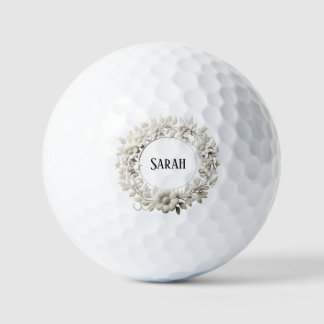 personalised vintage paper flower wreath golf balls