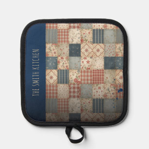 Personalised Vintage Patchwork Family Kitchen Pot Holder