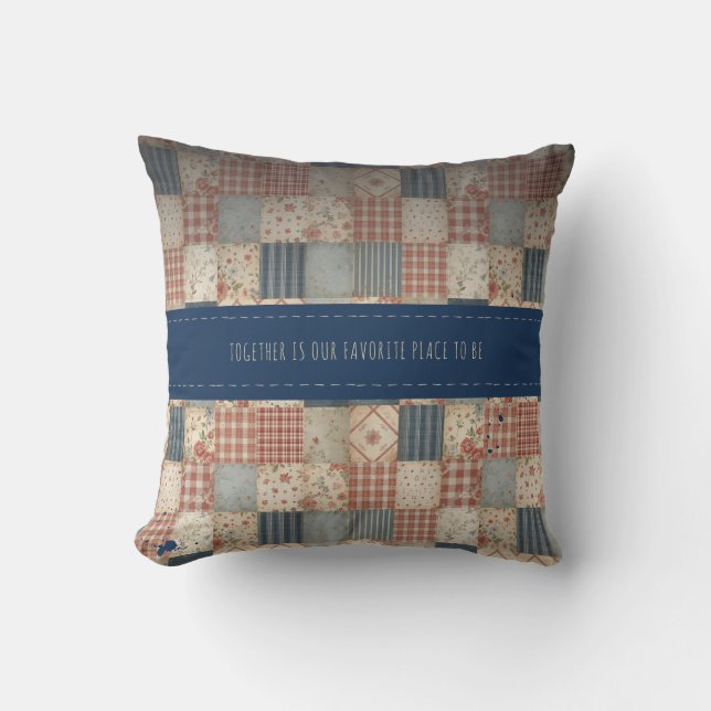 Personalised Vintage Patchwork Togetherness Cushion (Front)