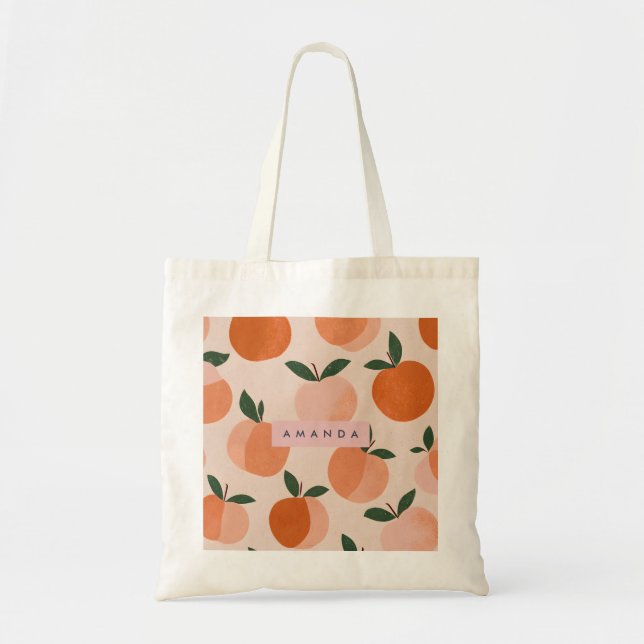 Personalised Vintage Peach Orchard Pattern Tote Bag (Front)