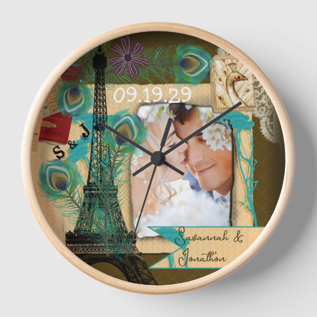 Personalised Vintage Photo Collage Clock (Front)