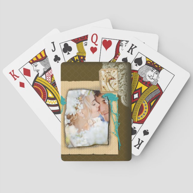 Personalised Vintage Photo Collage Playing Cards (Back)