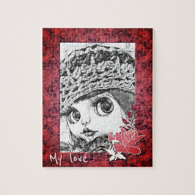 Personalised, vintage photo frame jigsaw puzzle (Vertical)