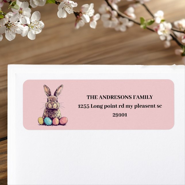 Personalised Vintage Pink Bunny & Egg Easter  (Creator Uploaded)