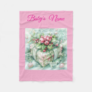 Personalised Vintage Pink Christmas Baby Blanket –