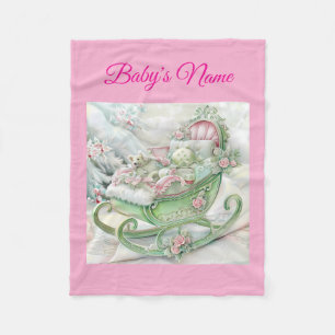 Personalised Vintage Pink Christmas Baby Blanket 
