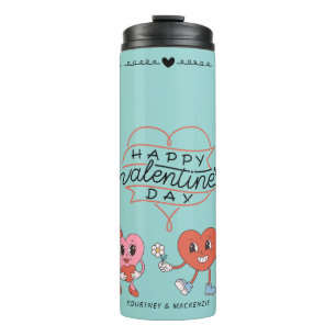 Personalised vintage pink cute heart Valentine Day Thermal Tumbler