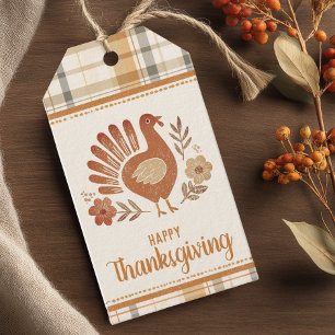 Personalised Vintage Plaid Thanksgiving Gift Tags