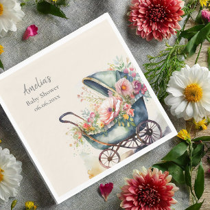 Personalised Vintage Pram Baby Shower Napkin