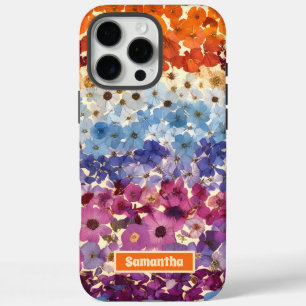 Personalised Vintage Pressed Flower Ombre iPhone 16 Pro Max Case