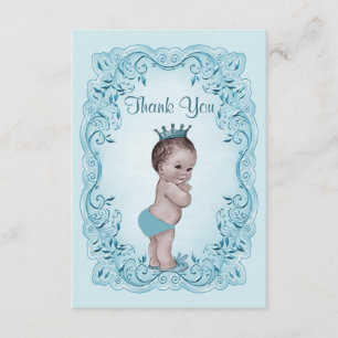 Personalised Vintage Prince Baby Shower Thank You Card