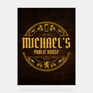 Personalised Vintage Pub Home Bar Acrylic Sign