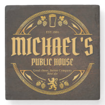 Personalised Vintage Pub Sign Rustic Wood Coaster