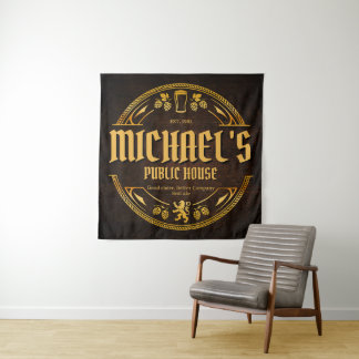 Personalised Vintage Pub Sign Rustic Wood Tapestry