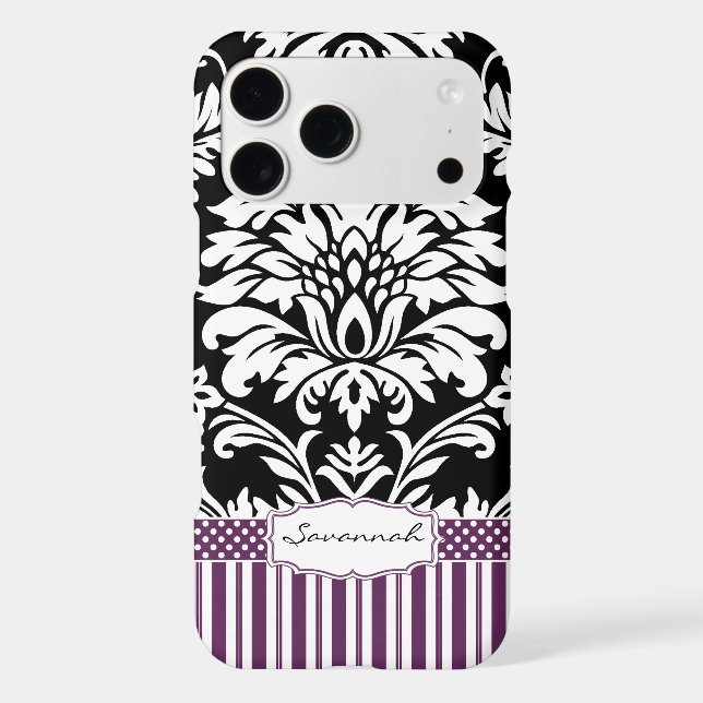 Personalised Vintage Purple Damask Pattern (Back)
