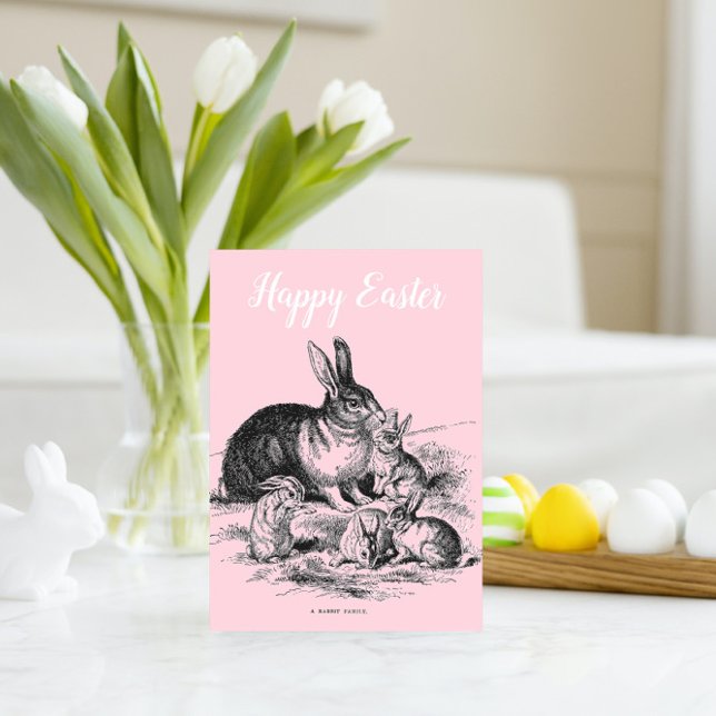 Personalised vintage rabbit family card (Creator Uploaded)