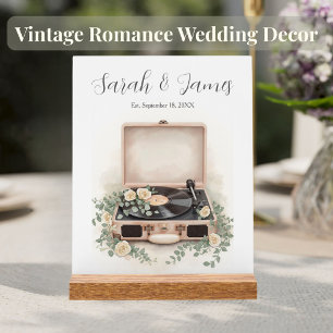 Personalised Vintage Record Player Wedding Sign