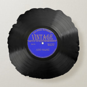Personalised Vintage Record Round Throw Pillow