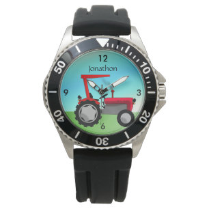 Personalised Vintage Red Farm Tractor Watch