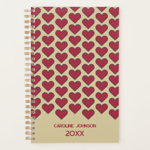 Personalised Vintage Red Heart Pattern Planner