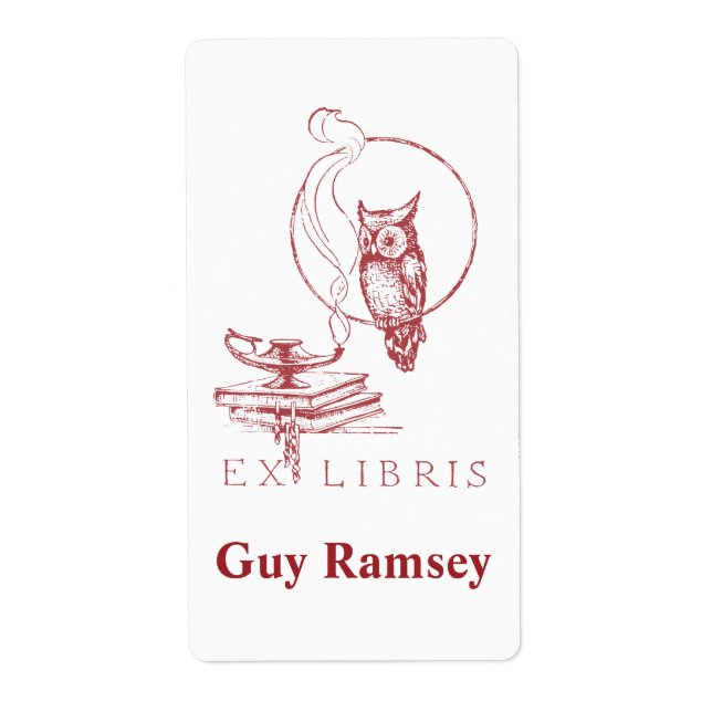 Personalised Vintage Red Owl Bookplate (Front)
