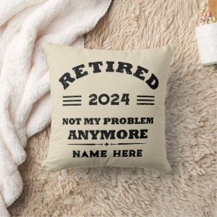 Personalised vintage retirement cushion