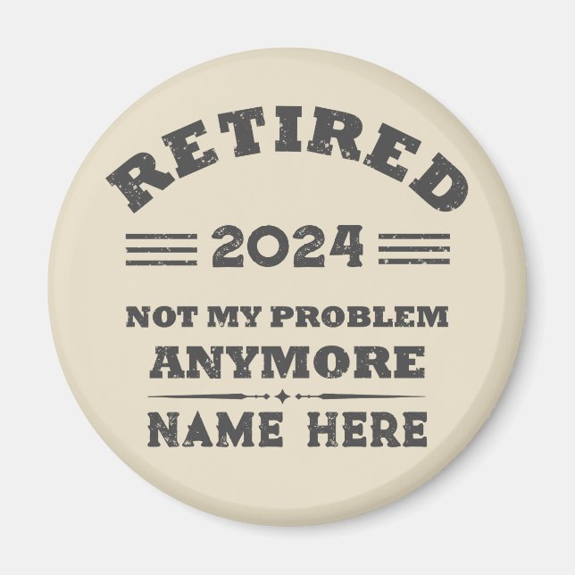 Personalised vintage retirement  magnet (Front)