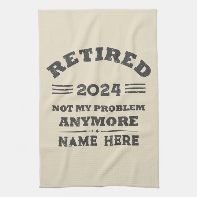 Personalised vintage retirement  tea towel (Vertical)